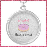 Niedlich haben Donut Versilberte Kette<br><div class="desc">Niedlich haben eine Spende-Design mit einem mattierten Donut-Bild.</div>