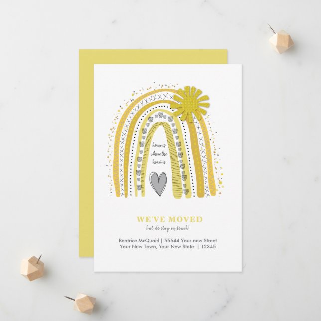Niedlich haben wir Boho Yellow Grey Rainbow versch Ankündigung (Vorderseite/Rückseite Beispiel)