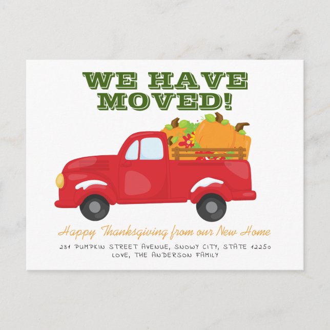 Niedlich haben wir den Erntedank Pumpkin Truck bew Ankündigungspostkarte (Vorderseite)