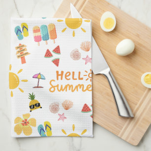 Niedlich Hallo Sommer Nahtloses Muster Geschirrtuch