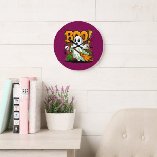 Niedlich Halloween Boo Ghost Große Wanduhr