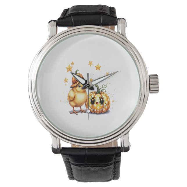 Niedlich Halloween Chick Pumpkin Armbanduhr (Vorderseite)