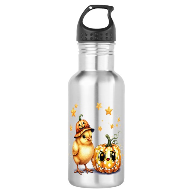 Niedlich Halloween Chick Pumpkin Edelstahlflasche (Vorderseite)