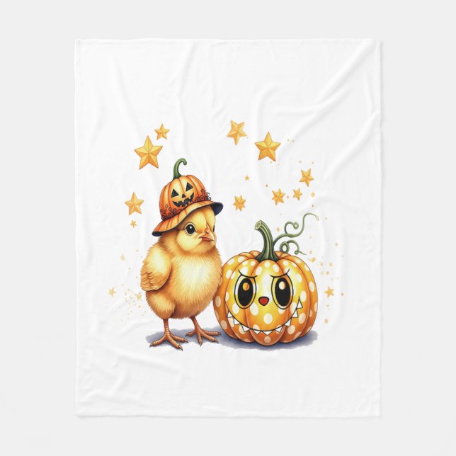 Niedlich Halloween Chick Pumpkin Fleecedecke (Vorderseite)