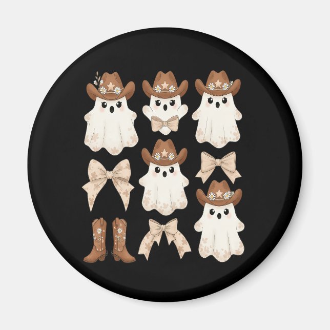 Niedlich Halloween Cowboy Ghost Magnet (Vorne)