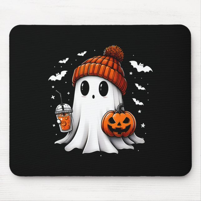 Niedlich Halloween Ghost Drink Pumpkin Mousepad (Vorne)