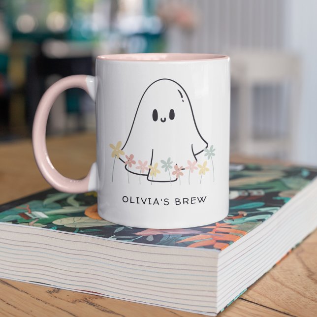 Niedlich Halloween Ghost Floral Tasse (Von Creator hochgeladen)
