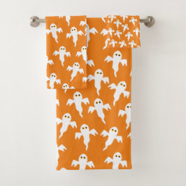 Niedlich Halloween Ghost Orange Badhandtuch Set