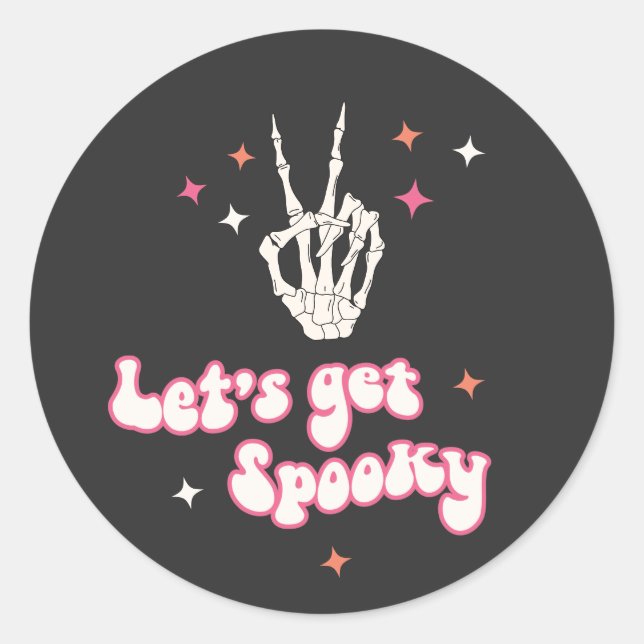 Niedlich Halloween Groovy Skeleton Runder Aufkleber (Vorderseite)