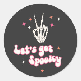 Niedlich Halloween Groovy Skeleton Runder Aufkleber