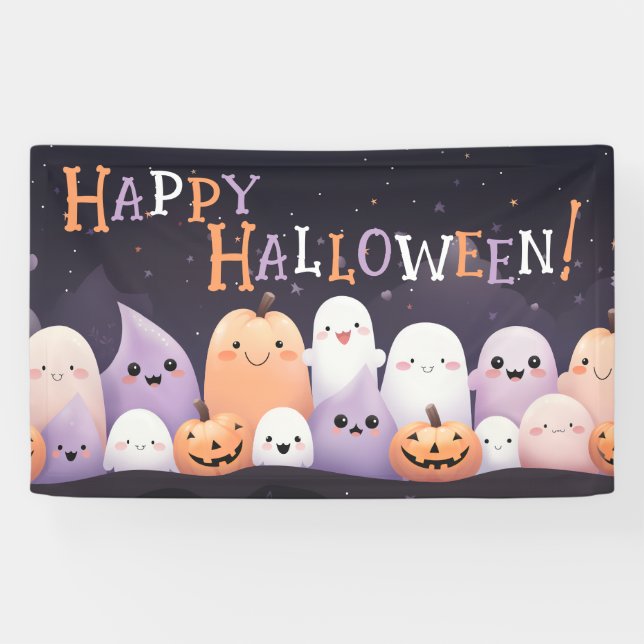 Niedlich Halloween Kawaii Ghost Banner (Horizontal)