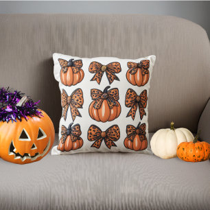 Niedlich Halloween Leopart Bow Pumpkin Coquette Kissen