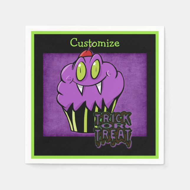 Niedlich Halloween Lila Vampire Cupcake Napkins Serviette (Vorderseite)