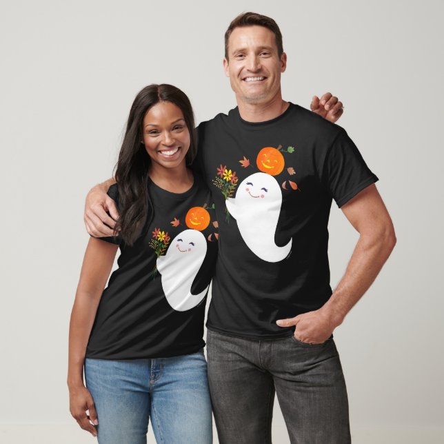 Niedlich Halloween Little Boo Ghost Black T-Shirt (Unisex)