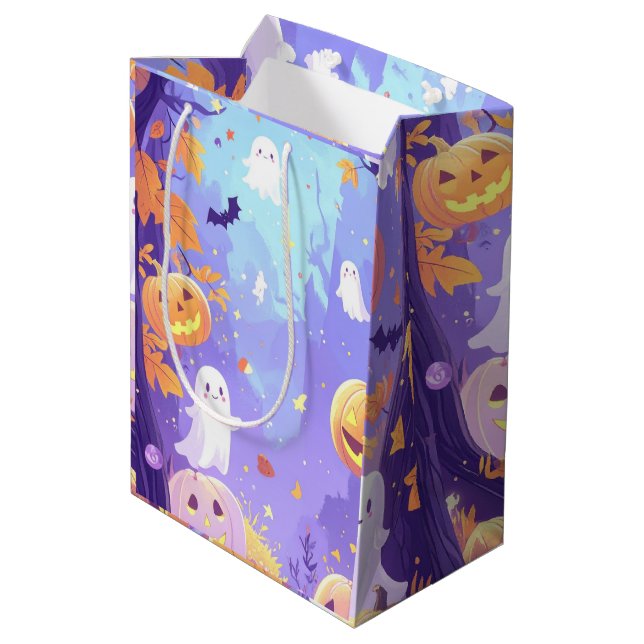 Niedlich Halloween Mittlere Geschenktüte (Rückseite Schrägansicht)