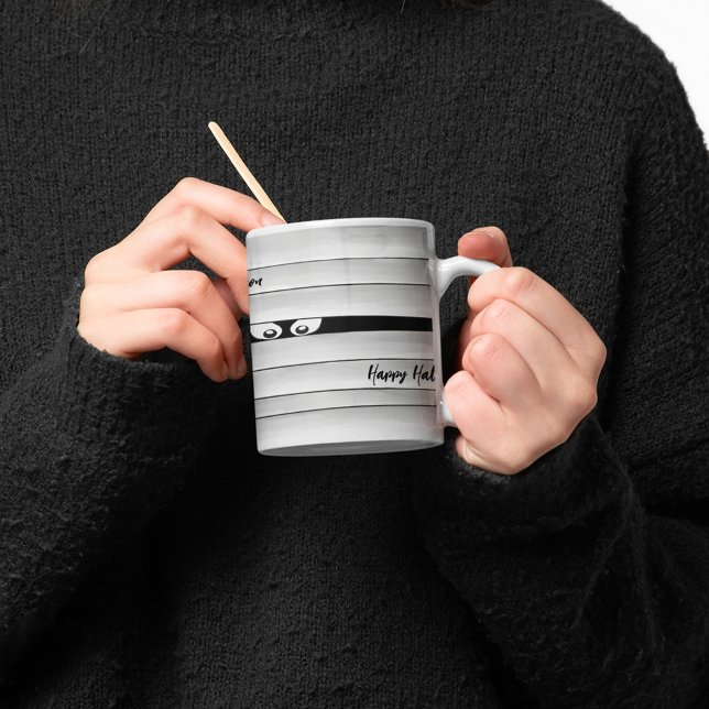 Niedlich Halloween Mummy Personalisiert Kaffeetasse (Spooky Halloween Mummy Personalized mug.)