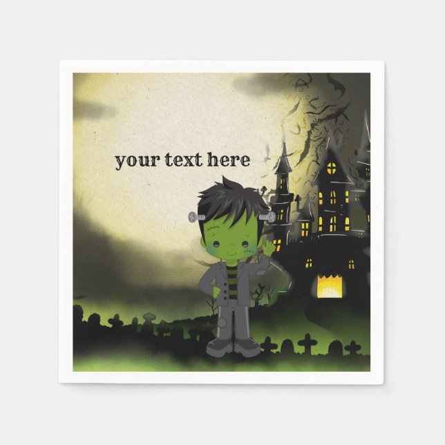 Niedlich Halloween-Party Frankenstein Serviette (Vorderseite)