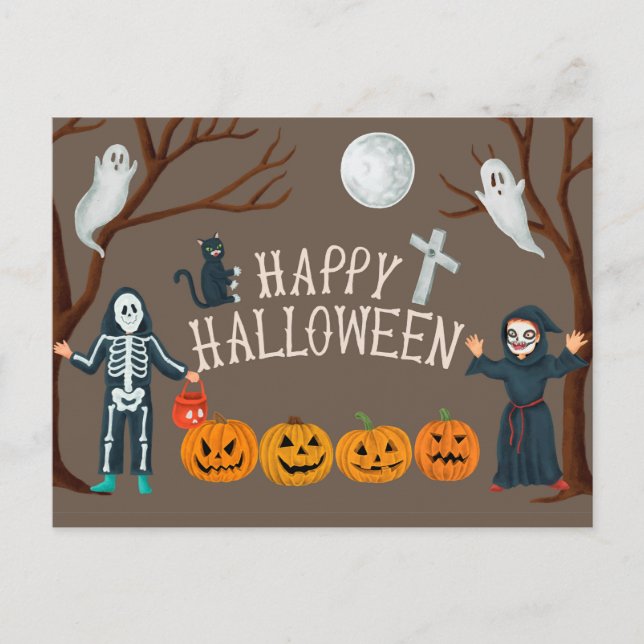 Niedlich Halloween Postkarte (Vorderseite)