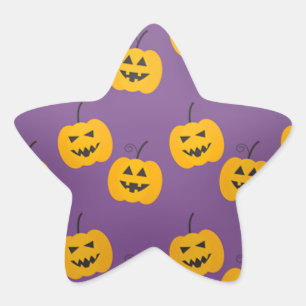 Niedlich Halloween Pumpkin Lila Stern-Aufkleber