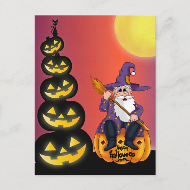 Niedlich Halloween Pumpkin Santa Postkarte (Vorderseite)