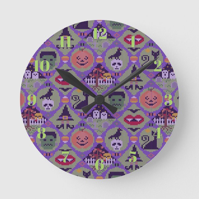 Niedlich Halloween Runde Wanduhr (Vorderseite)