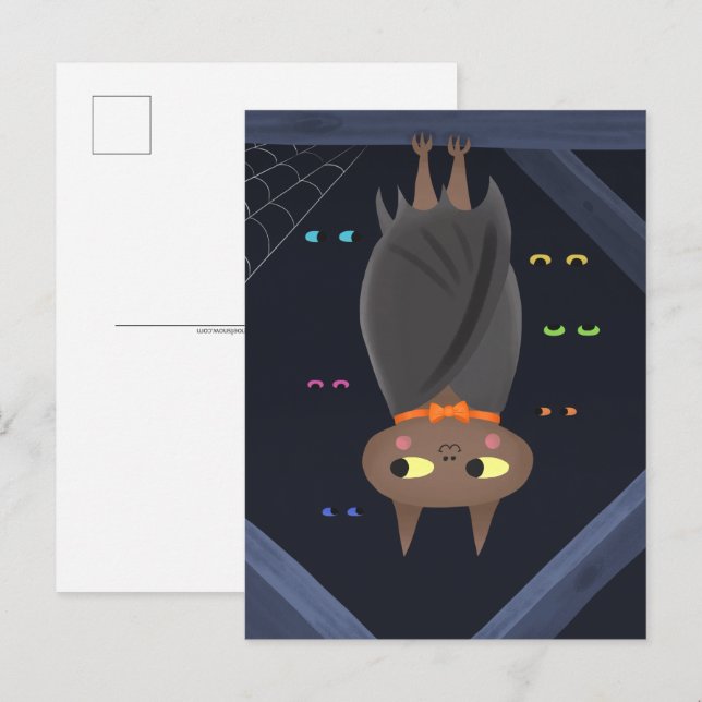 Niedlich Halloween Vampire Bat Postkarte (Vorne/Hinten)