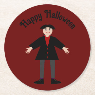 Niedlich Halloween Vampire Custom Runder Pappuntersetzer