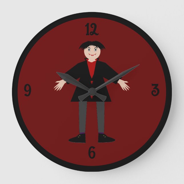 Niedlich Halloween Vampire Große Wanduhr (Vorderseite)