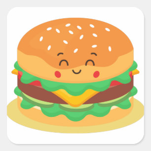 Niedlich Hamburger Quadratischer Aufkleber