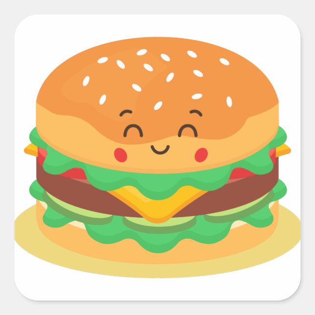 Niedlich Hamburger Quadratischer Aufkleber (Vorderseite)