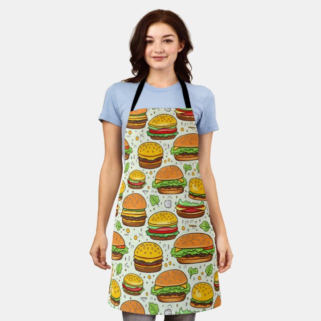 Niedlich Hamburgers Pattern Schürze (Getragen)