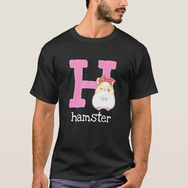 Niedlich Hamster Alphabet Letter Christmas Animal  T-Shirt (Vorderseite)