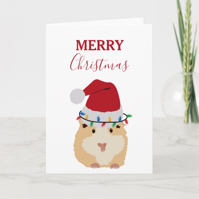 Niedlich Hamster Funny Animal Weihnachtsmannmütze  Karte (Vorderseite)