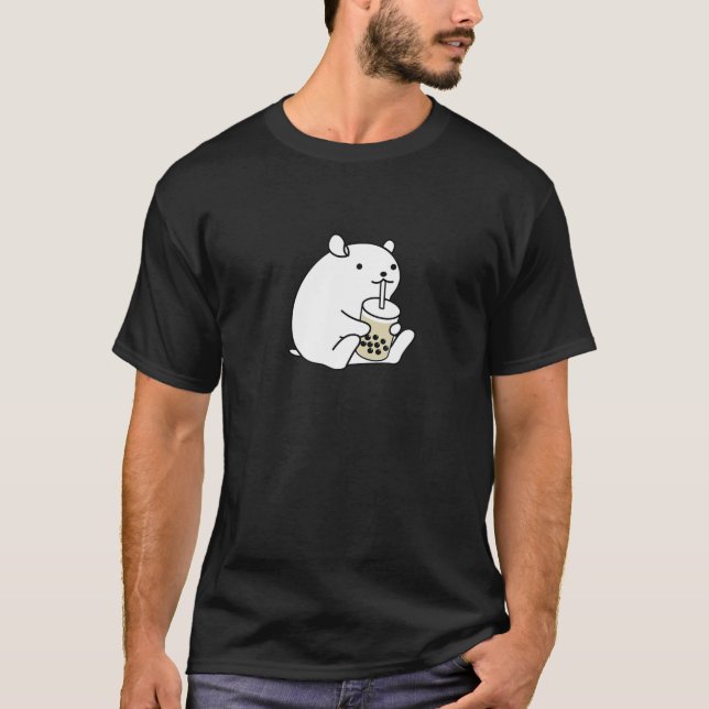 Niedlich Hamster Guinea Schweinchen trinken Boba B T-Shirt (Vorderseite)