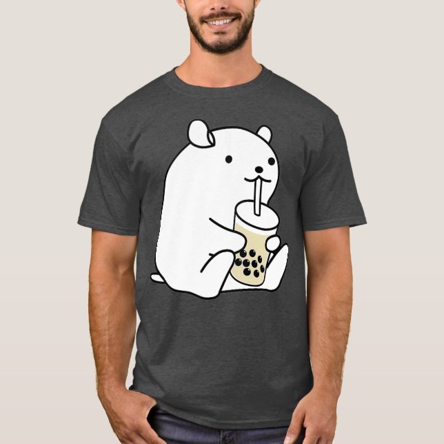 Niedlich Hamster Guinea Schweinchen trinken Boba B T-Shirt (Vorderseite)