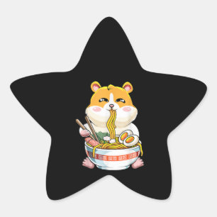 Niedlich Hamster Kawaii Ramen Stern-Aufkleber