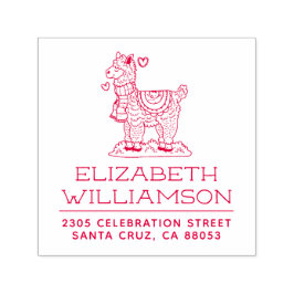 Niedlich handgezeichnet Alpaca Name & Rücksendeadr Permastempel