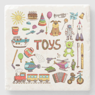 Niedlich handgezogene Kinder Cartoon Toys Steinuntersetzer