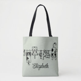 Niedlich Hanging Kittens Individuelle Name Tasche