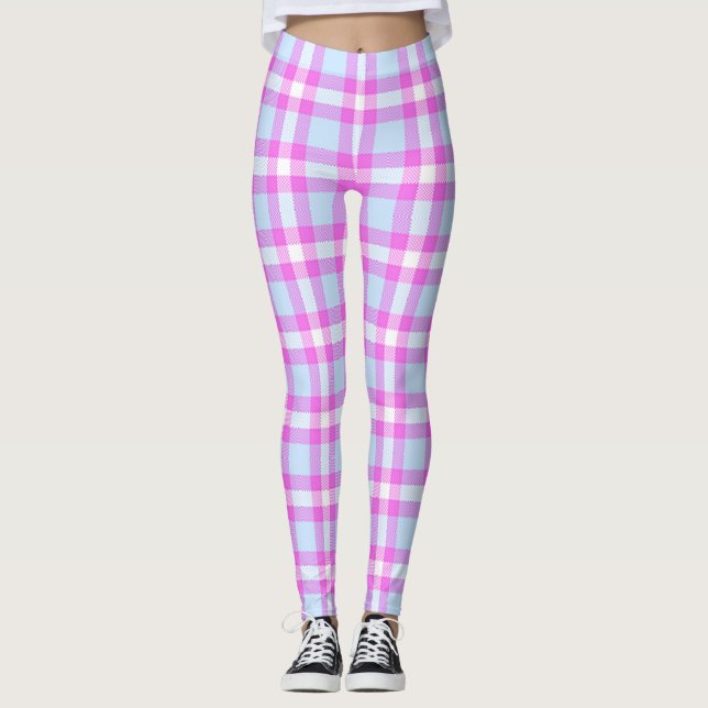 Niedlich Hannah Pink Frost Buffalo Karo Kariertes  Leggings (Vorderseite)