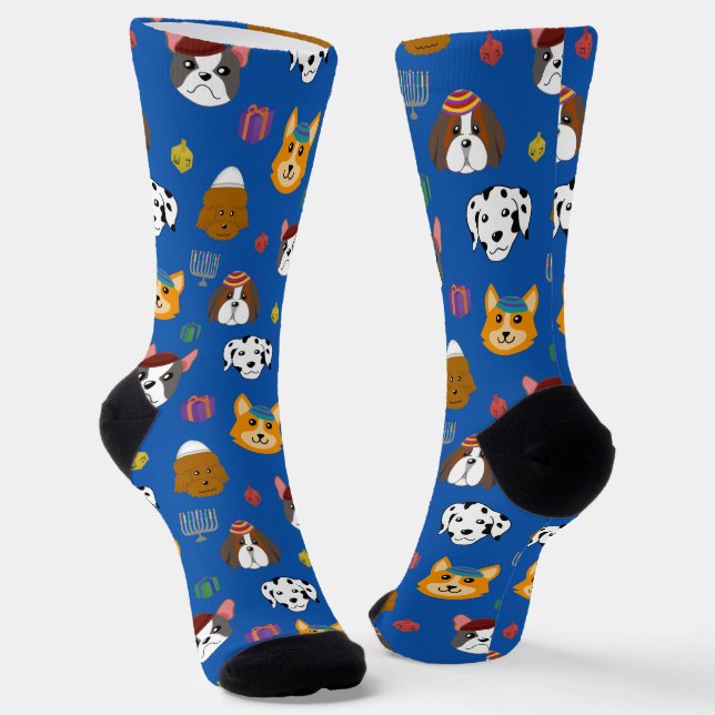 Niedlich Hannukah Dog Gemustert Socken (Gewinkelt)