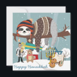 Niedlich Hanukkah Sloth Feiertagskarte<br><div class="desc">Adorable Hanukkah Sloth</div>
