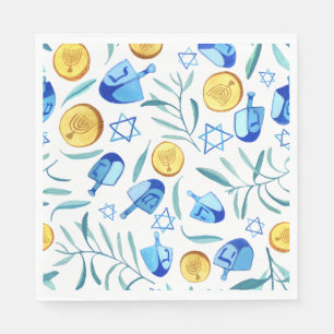 Niedlich Hanukkah Watercolor Bar Bat Mitzvah jüdis Serviette