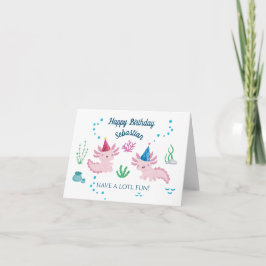 Niedlich Happy Axolotl White Happy Birthday Card Karte