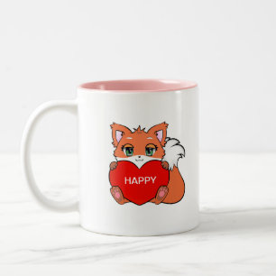 Niedlich Happy Baby Fox mit Herz Zweifarbige Tasse