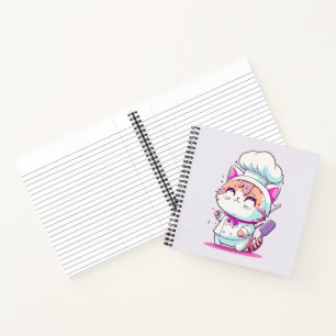 Niedlich Happy Baker Konditorei Koch Cat Kitten   Notizbuch