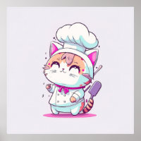 Niedlich Happy Baker Konditorei Koch Cat Kitten |