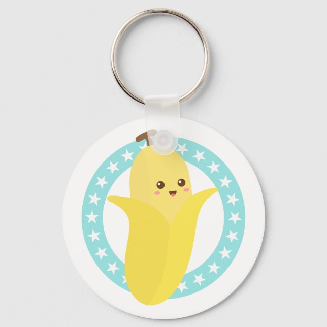 Niedlich Happy Banana Frucht Schlüsselanhänger (Vorderseite)
