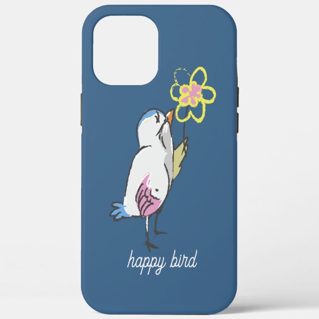 Niedlich Happy Bird Yellow Blume Case-Mate iPhone Hülle (Rückseite)