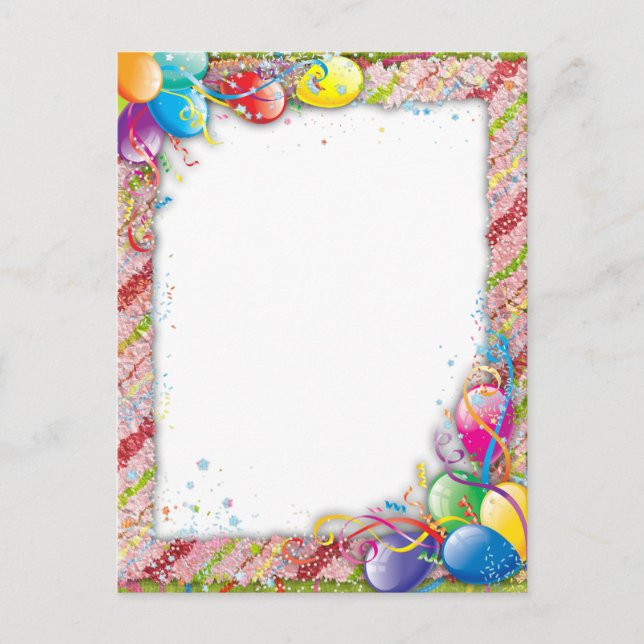 Niedlich Happy Birthday Balloon Border Postkarte (Vorderseite)